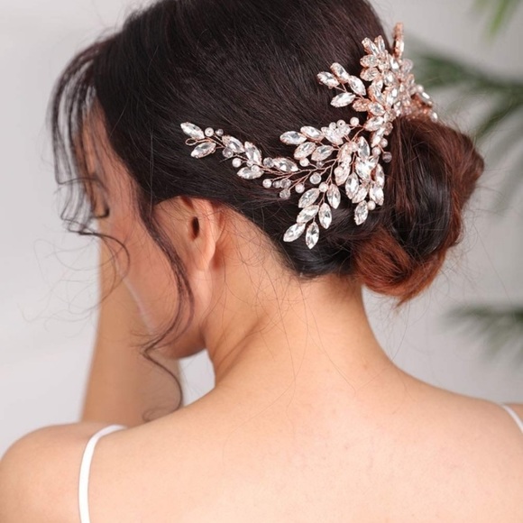 ?️ Rose Gold Bridal Rhinestone Comb main image 6
